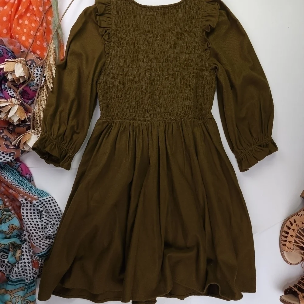 New Madewell Olive Fit Flare Dress Size S - Picture 9 of 11